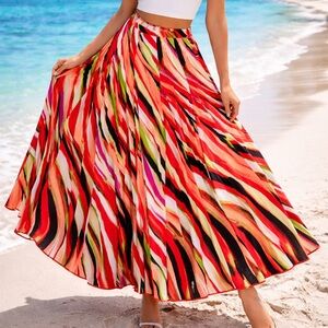 ☀️Premise Vibrant Tropical Skirt Flowing Elegance Beachside Summer Style